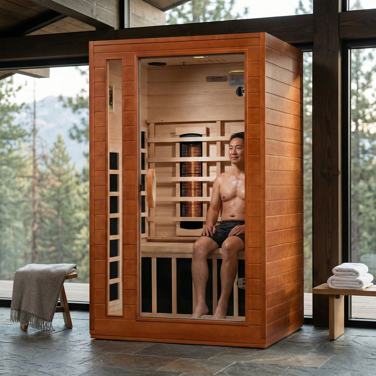 Dynamic Saunas 2-Person Full Spectrum Infrared Sauna Lighting,Speakers(Open Box)