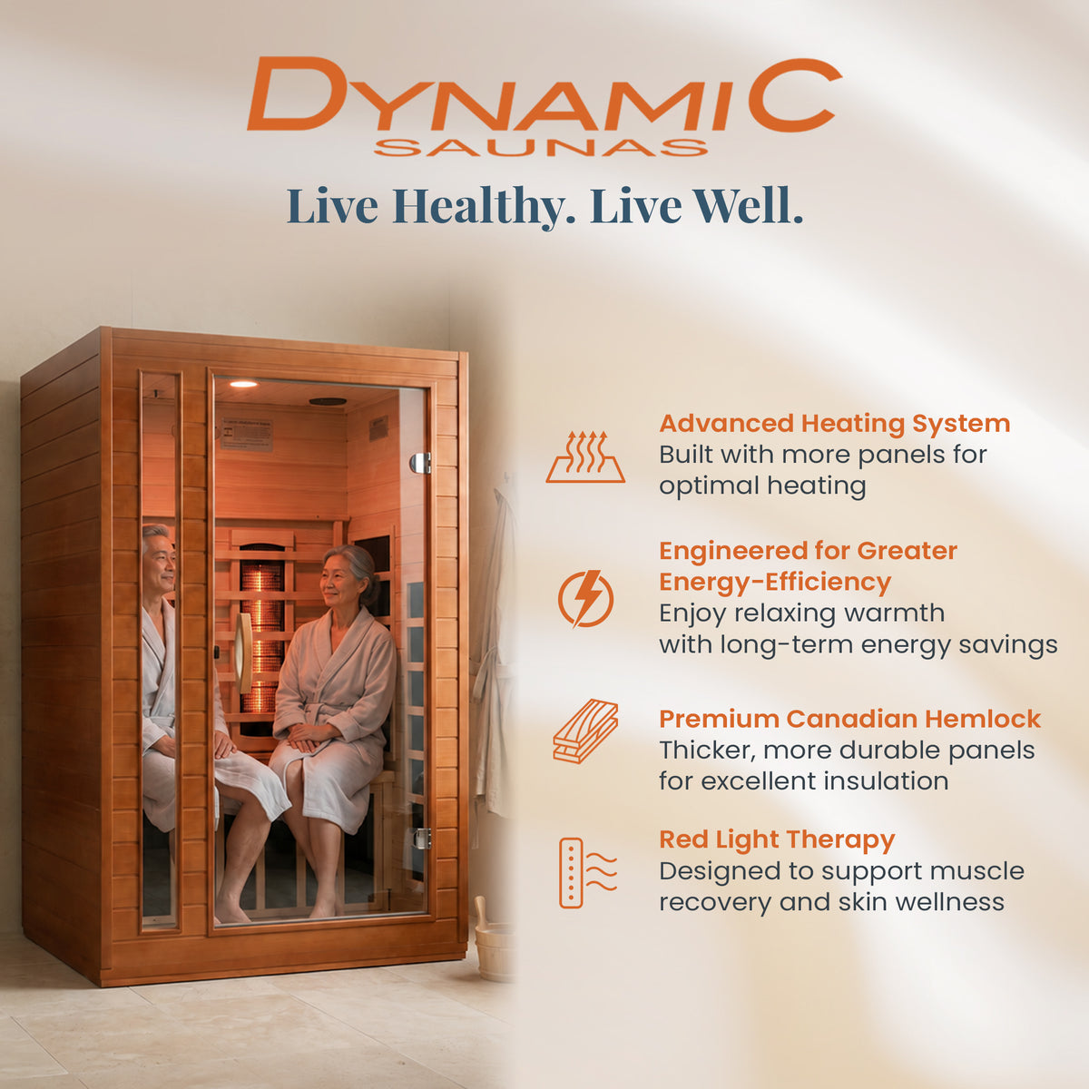 Dynamic Saunas 2-Person Full Spectrum Infrared Sauna Lighting, Speakers, Cordoba