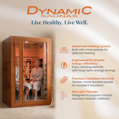 Dynamic Saunas 2-Person Full Spectrum Infrared Sauna Lighting, Speakers, Cordoba