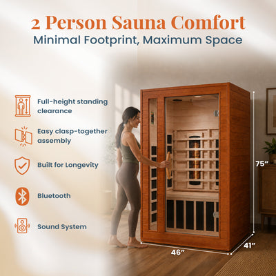 Dynamic Saunas 2-Person Full Spectrum Infrared Sauna Lighting, Speakers, Cordoba