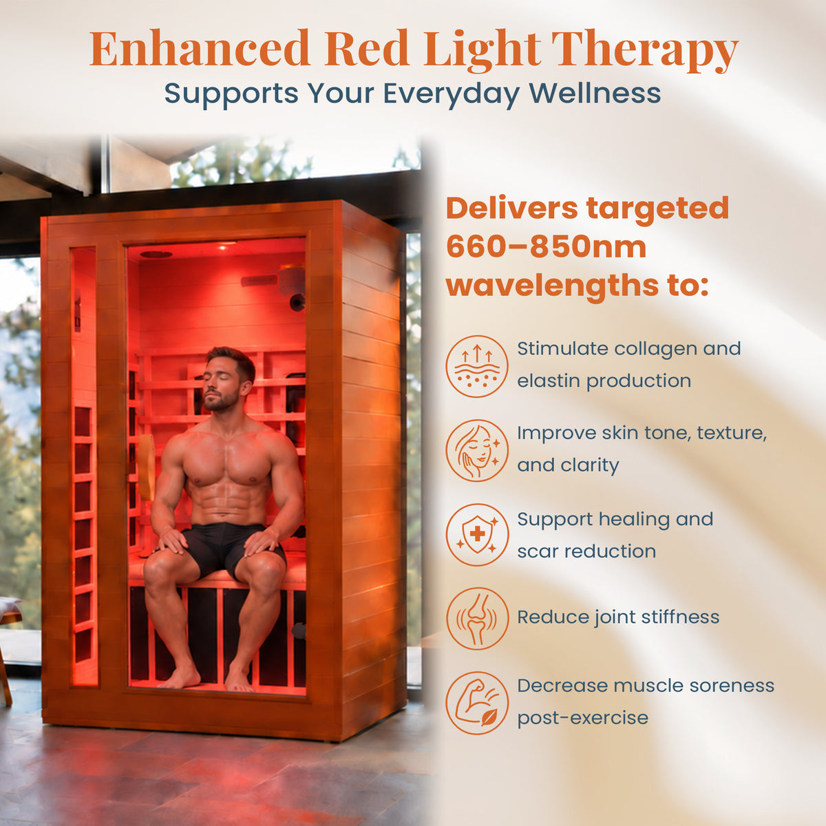 Dynamic Saunas 2-Person Full Spectrum Infrared Sauna Lighting, Speakers, Cordoba