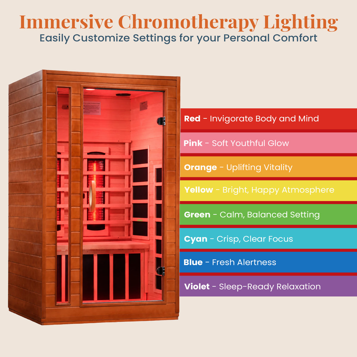 Dynamic Saunas 2-Person Full Spectrum Infrared Sauna Lighting, Speakers, Cordoba