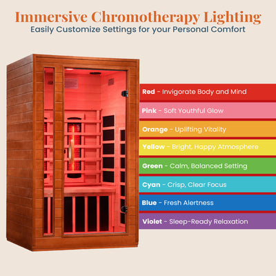 Dynamic Saunas 2-Person Full Spectrum Infrared Sauna Lighting, Speakers, Cordoba