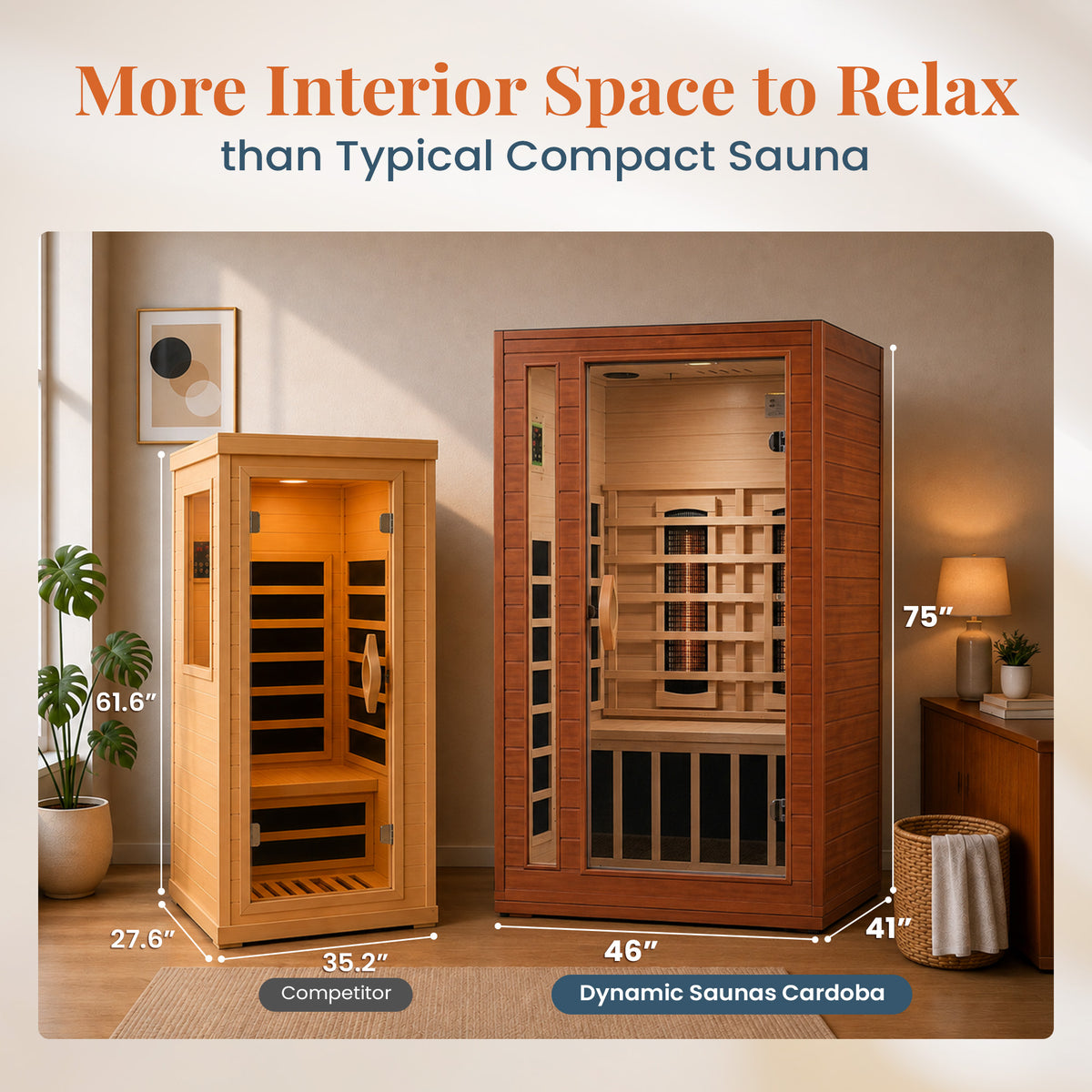 Dynamic Saunas 2-Person Full Spectrum Infrared Sauna Lighting, Speakers, Cordoba