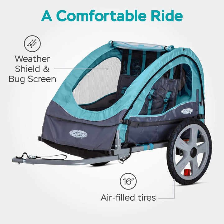 InStep Take 2 Folding Frame Outdoor Nylon Bike Trailer with Double Seat (Used)
