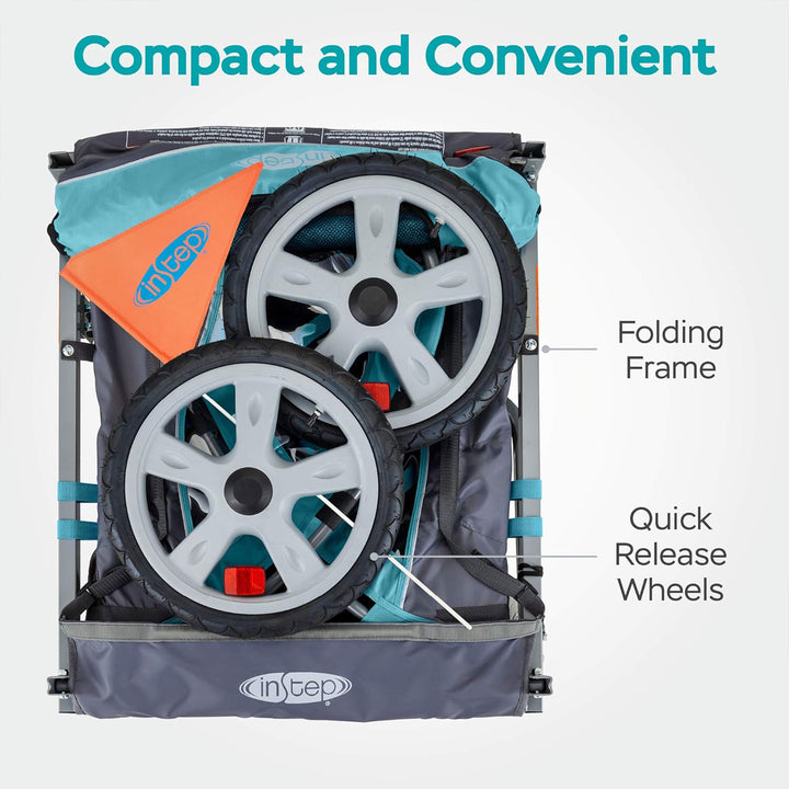 InStep Take 2 Folding Frame Outdoor Nylon Bike Trailer with Double Seat (Used)
