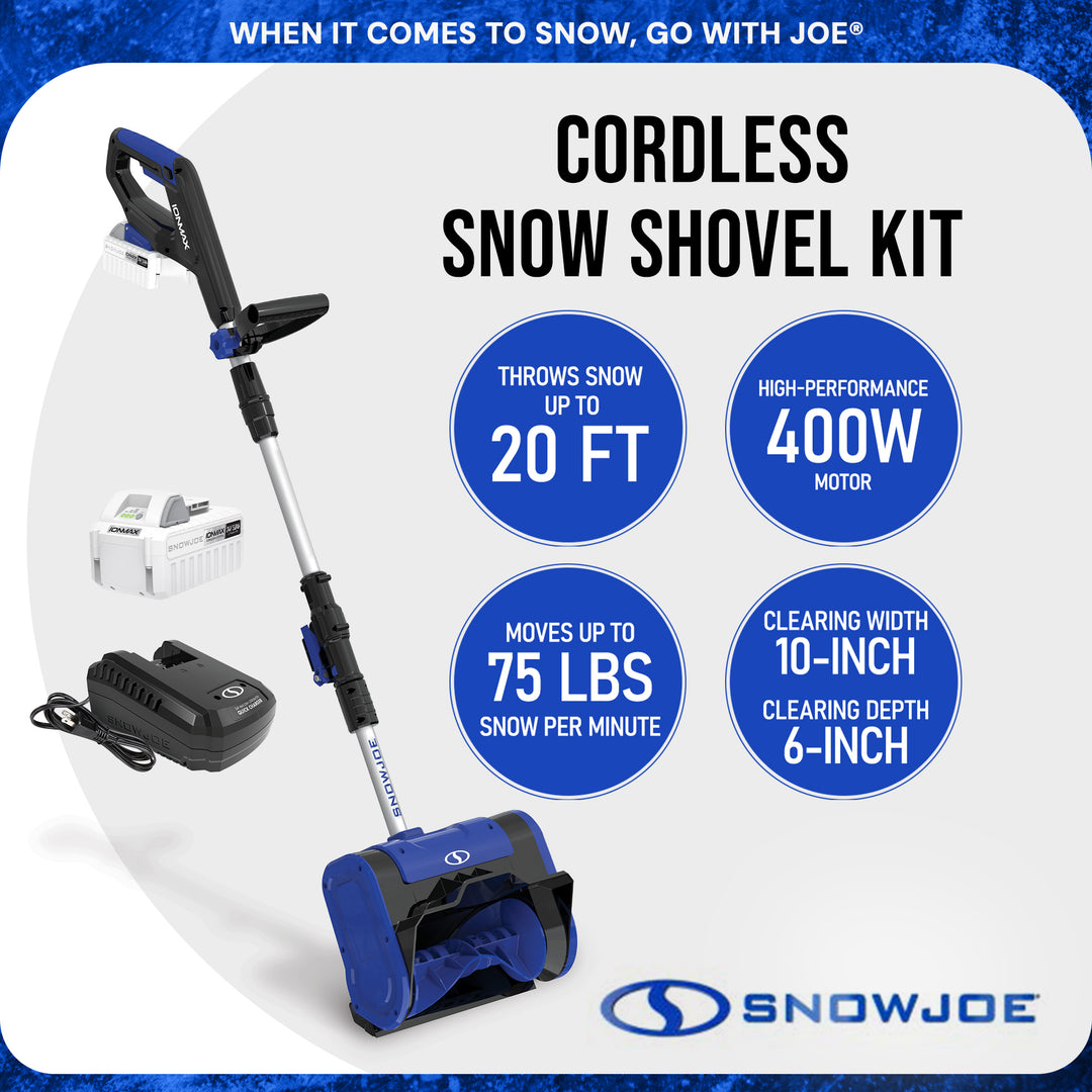 Snow Joe Cordless Snow Shovel Kit for Car Driveway Snow Removal, 24V-SS10-XR