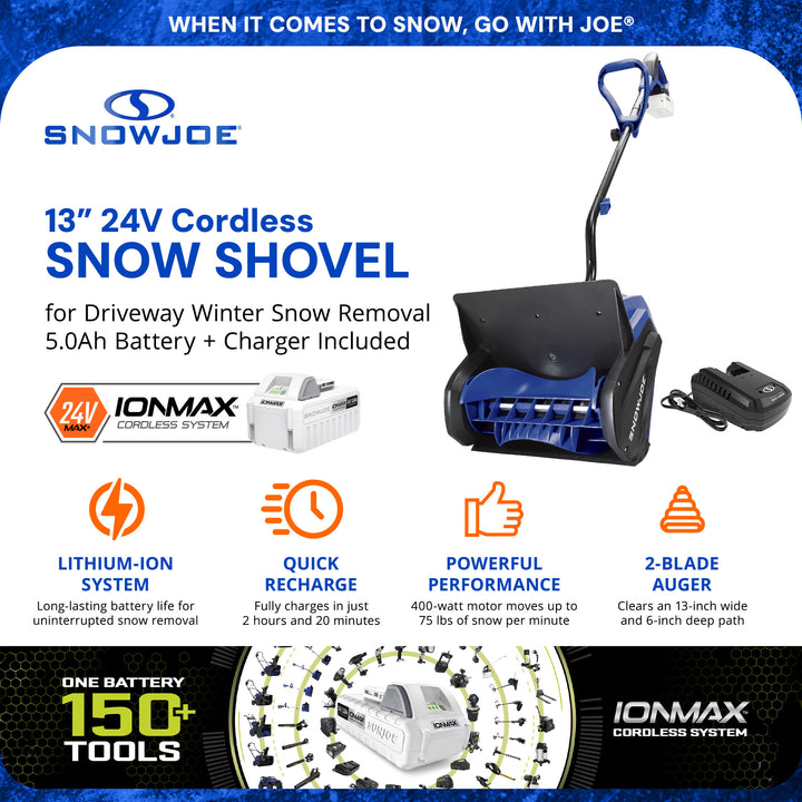 Snow Joe Cordless Snow Shovel Kit for Car Driveway Snow Removal, 24V-SS13-XR