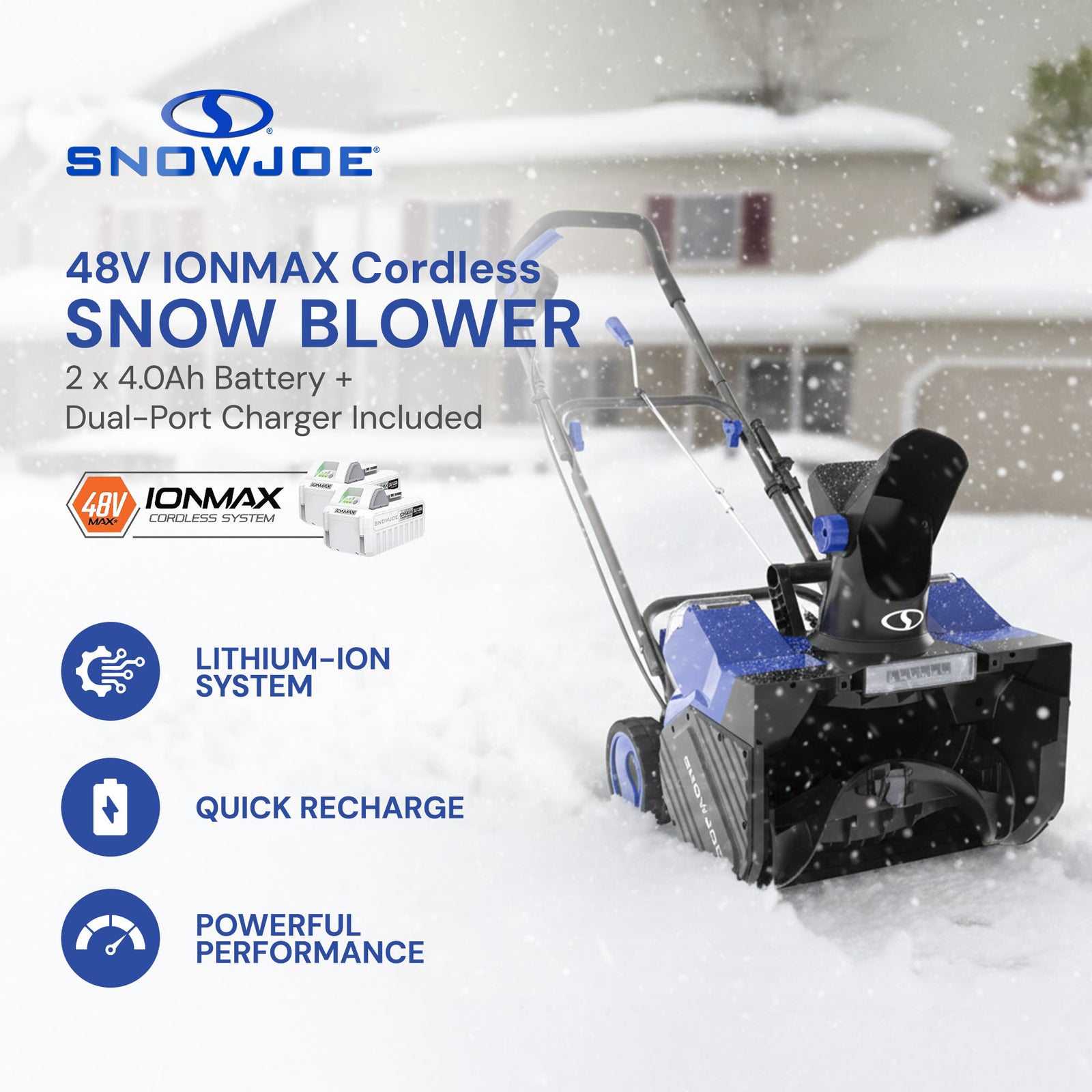 Snow Joe IONMAX 24V Cordless Snow Blower with Electric Engine Type, 24V-X2-SB18 - VMInnovations