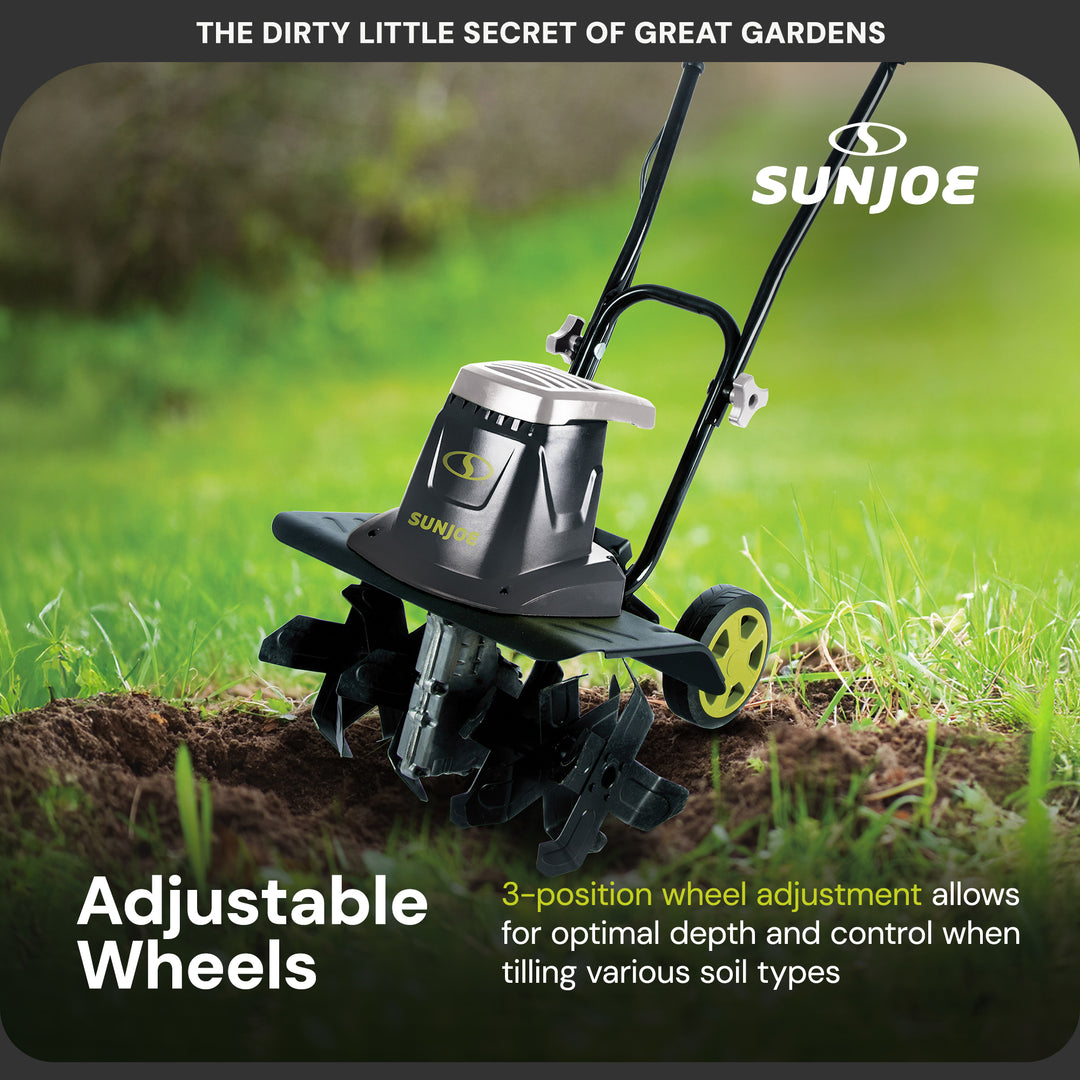 Sun Joe Electric Garden Tiller/Cultivator, 3 Position Height Adjustment, TJ602E