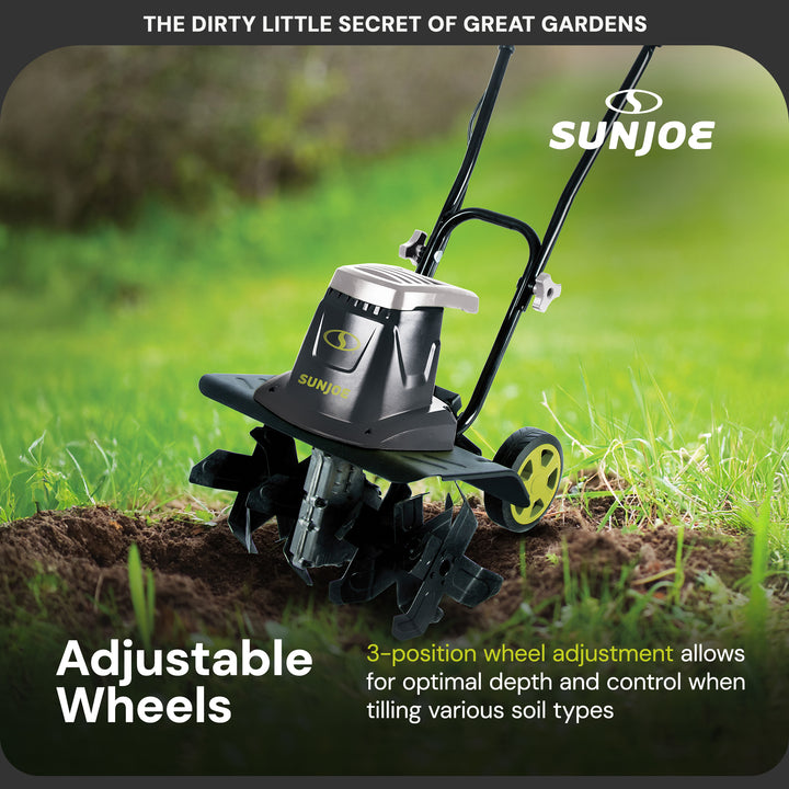 Sun Joe Electric Garden Tiller/Cultivator, 3 Position Height Adjustment, TJ602E