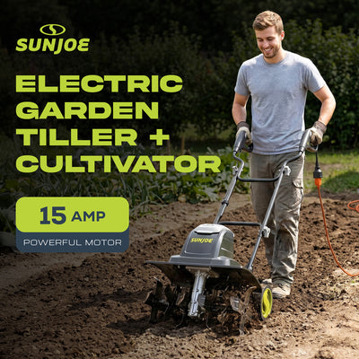 Sun Joe Electric Garden Tiller Cultivator, Steel Tines TJ605E (Open Box) - VMInnovations