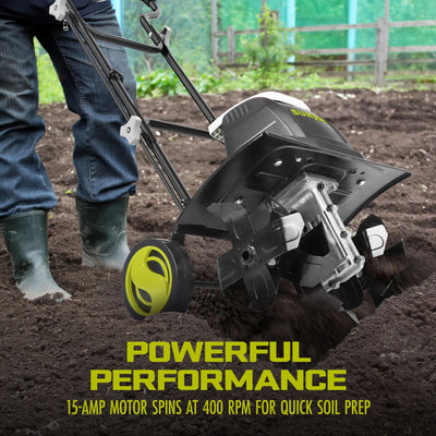 Sun Joe Electric Garden Tiller Cultivator, Steel Tines TJ605E (Open Box)