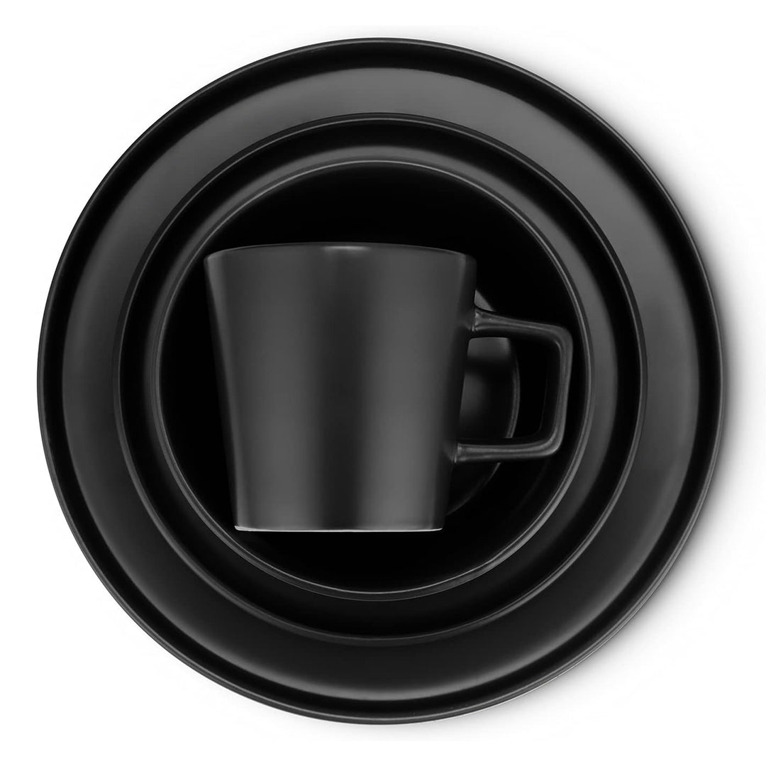 Stone Lain Celina Stoneware 32 Piece Dinnerware Set, Service for 8, Black Matte