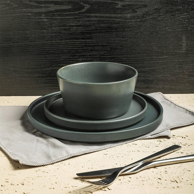 Stone Lain Celina Stoneware 16 Piece Dinnerware Set, Service for 4, Gray Matte - VMInnovations