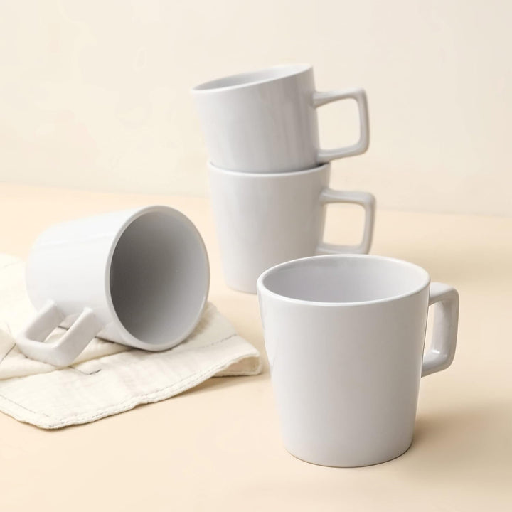 Stone Lain Celina Stoneware 16 Piece Dinnerware Set, Service for 4, White Glossy