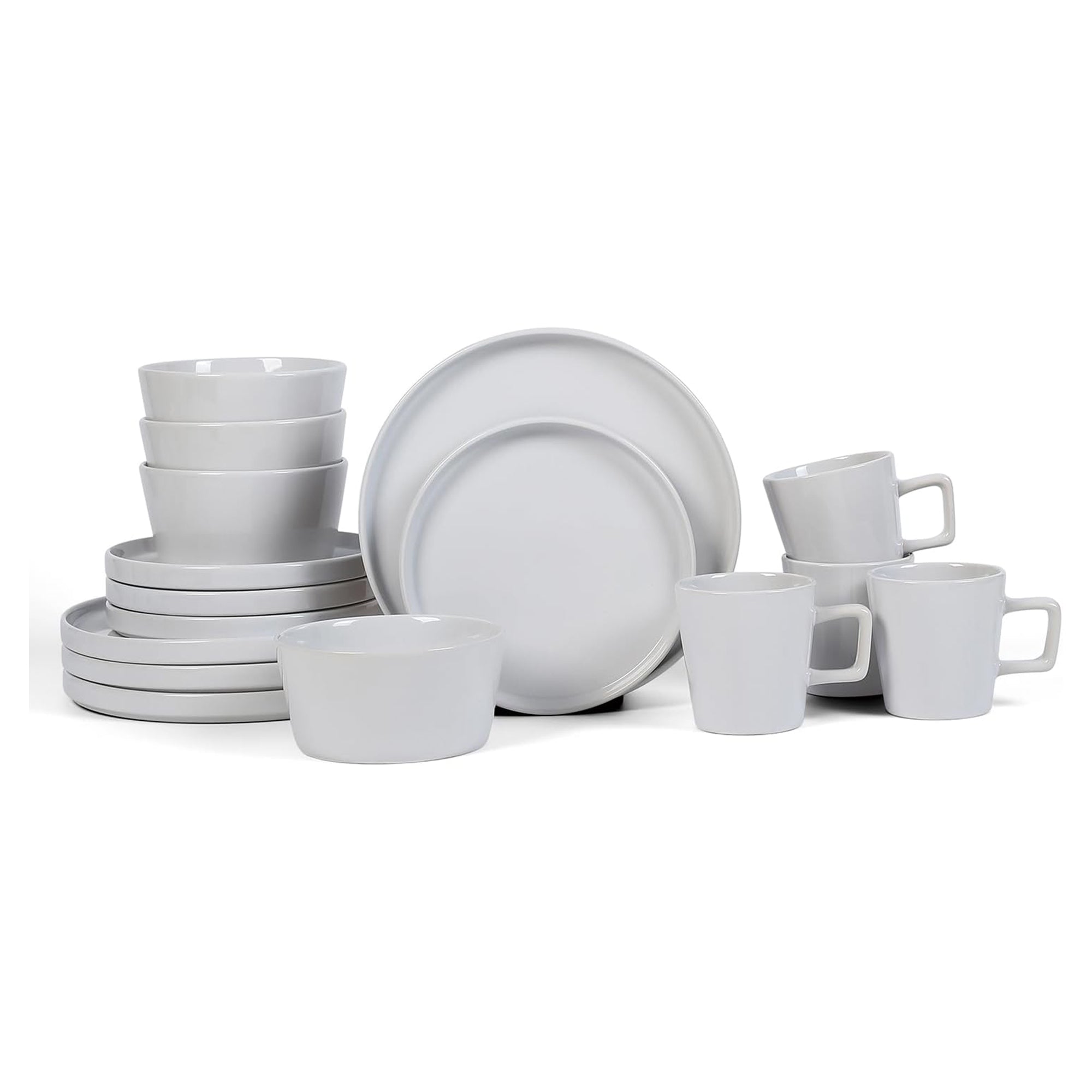 Stone Lain Stoneware 16pcDinnerware Set, Service for 4, White Glossy (Open Box) - VMInnovations