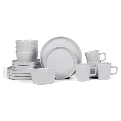 Stone Lain Stoneware 16pcDinnerware Set, Service for 4, White Glossy (Open Box) - VMInnovations