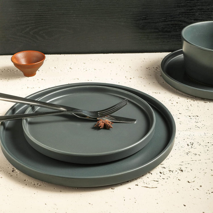 Stone Lain Celina Stoneware 32 Piece Dinnerware Set, Service for 8, Gray Matte