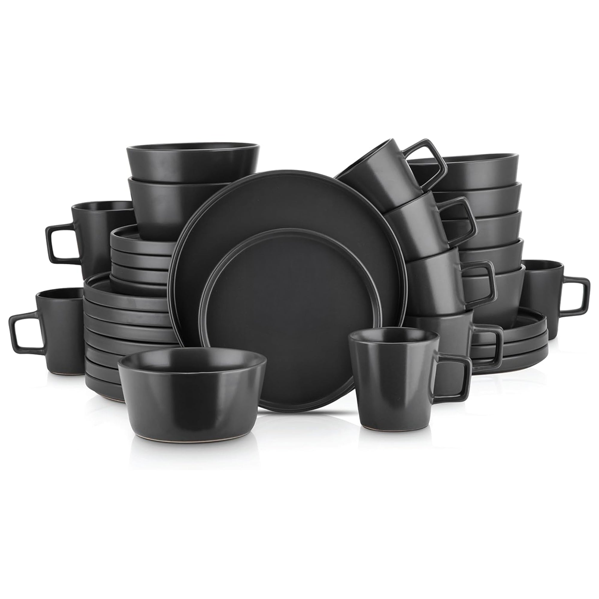 Stone Lain Celina Stoneware 16pc Dinnerware Set, Service for 4, Black (Open Box) - VMInnovations