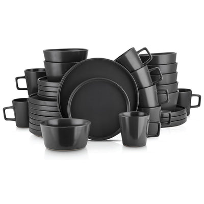 Stone Lain Celina Stoneware 16pc Dinnerware Set, Service for 4, Black (Open Box) - VMInnovations