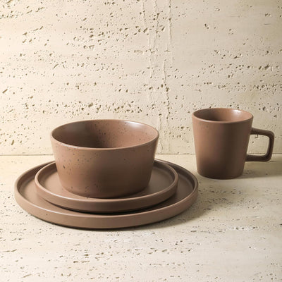 Stone Lain Celina Stoneware 16 Piece Dinnerware Set, Service for 4, Brown Matte - VMInnovations