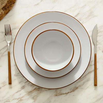 Stone Lain Brasa Modern Stoneware 32 Piece Dinnerware Set, Service for 8, White - VMInnovations