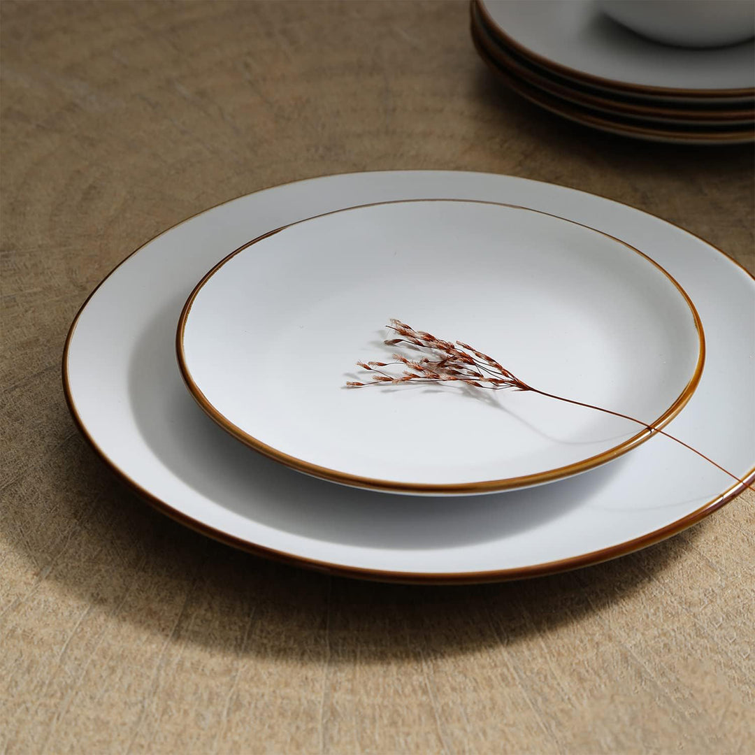 Stone Lain Brasa Modern Stoneware 16 Piece Dinnerware Set, Service for 4, White
