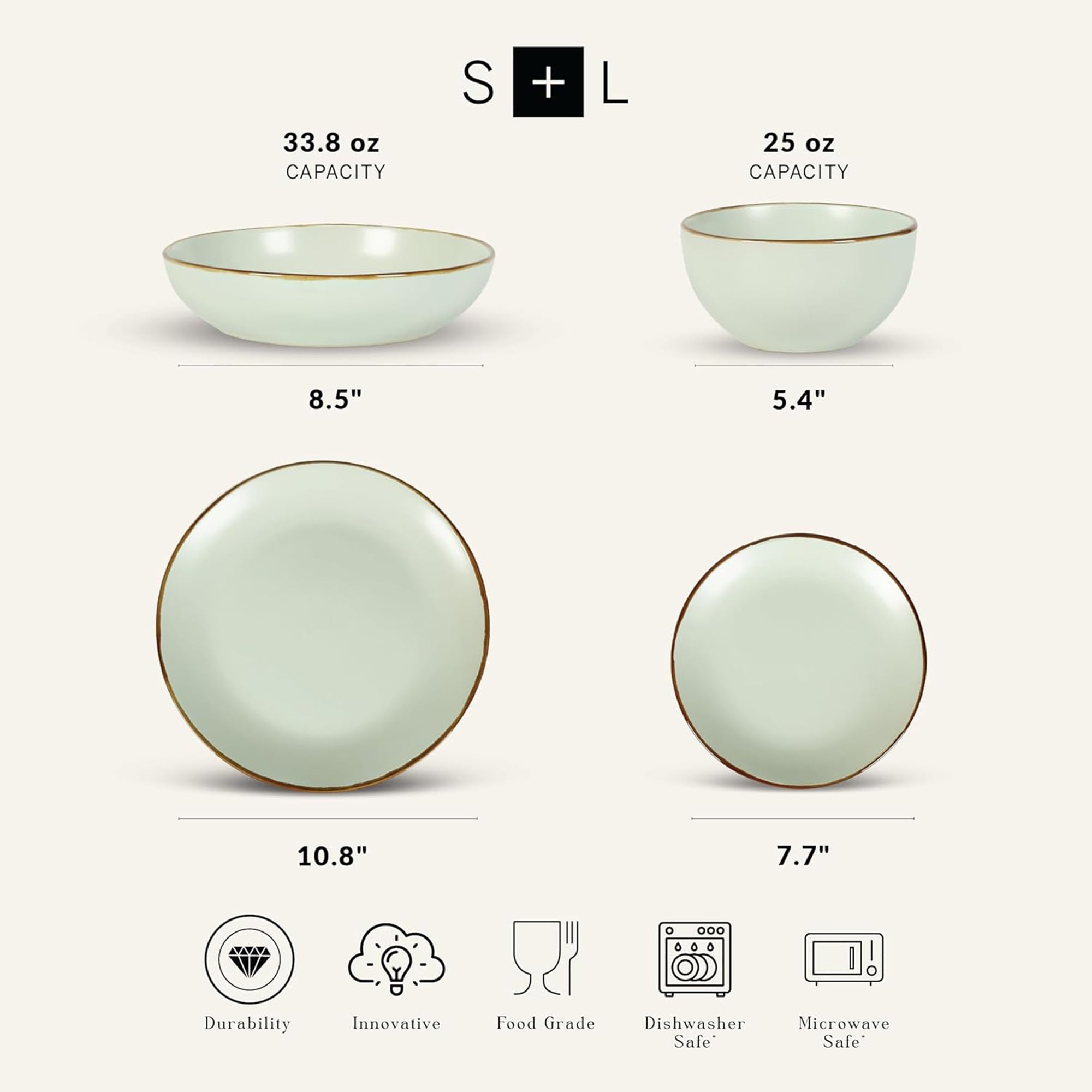 Stone Lain Stoneware 16pc Dinnerware Set, Service for 4, Light Green (Open Box) - VMInnovations