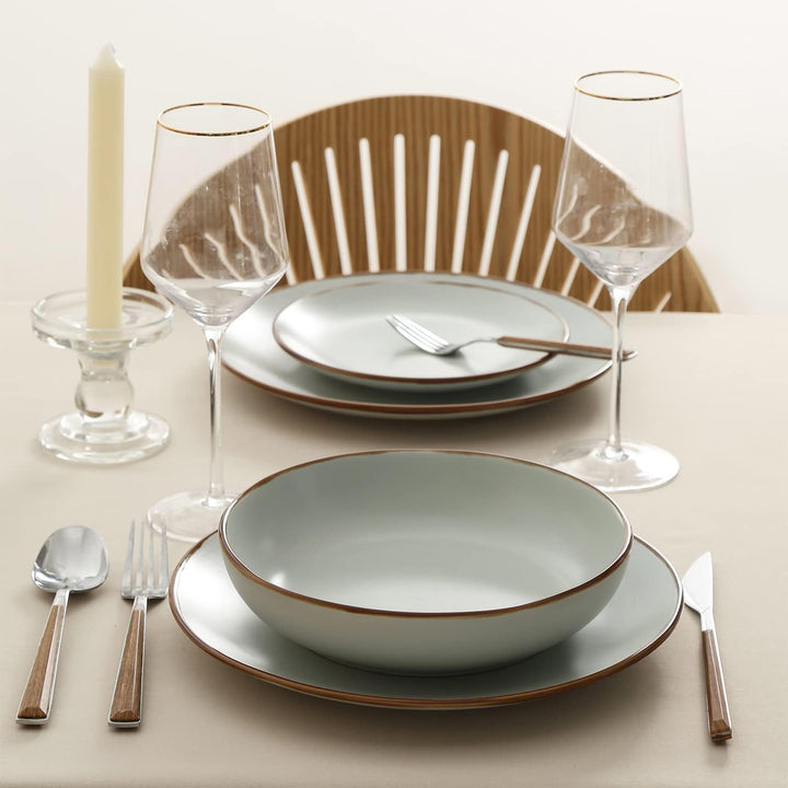 Stone Lain Brasa Modern Stoneware 16 Piece Dinnerware Set, Service for 4, Light Green