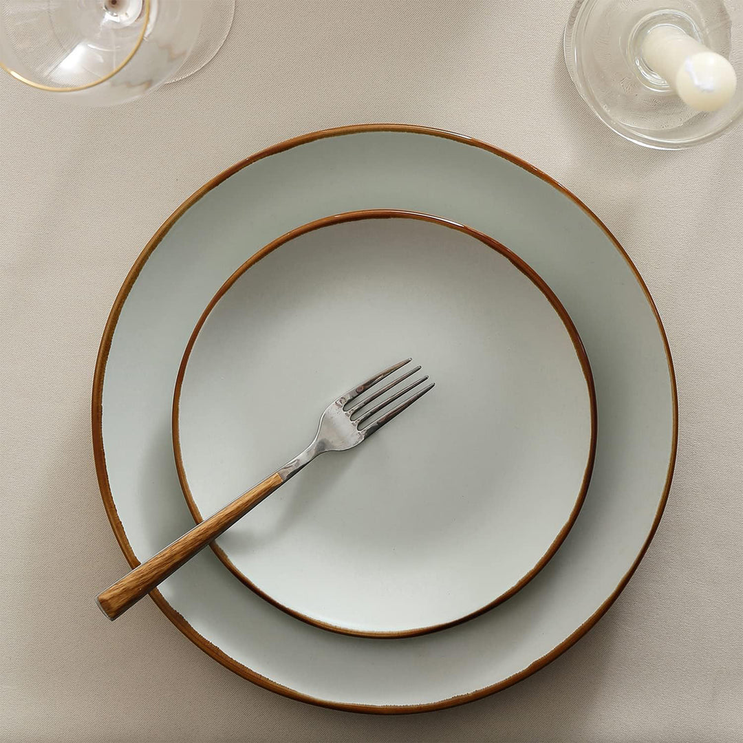 Stone Lain Brasa Modern Stoneware 16 Piece Dinnerware Set, Service for 4, Light Green