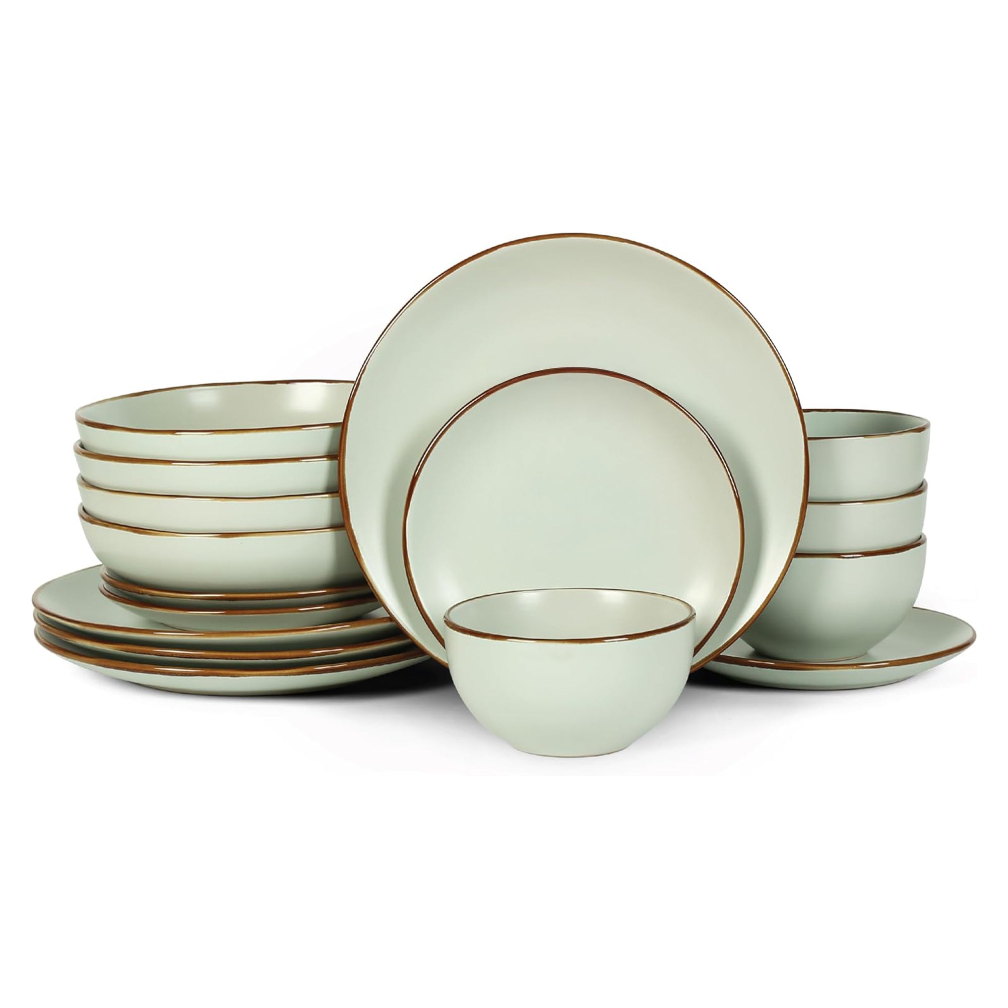 Stone Lain Stoneware 16pc Dinnerware Set, Service for 4, Light Green (Open Box) - VMInnovations