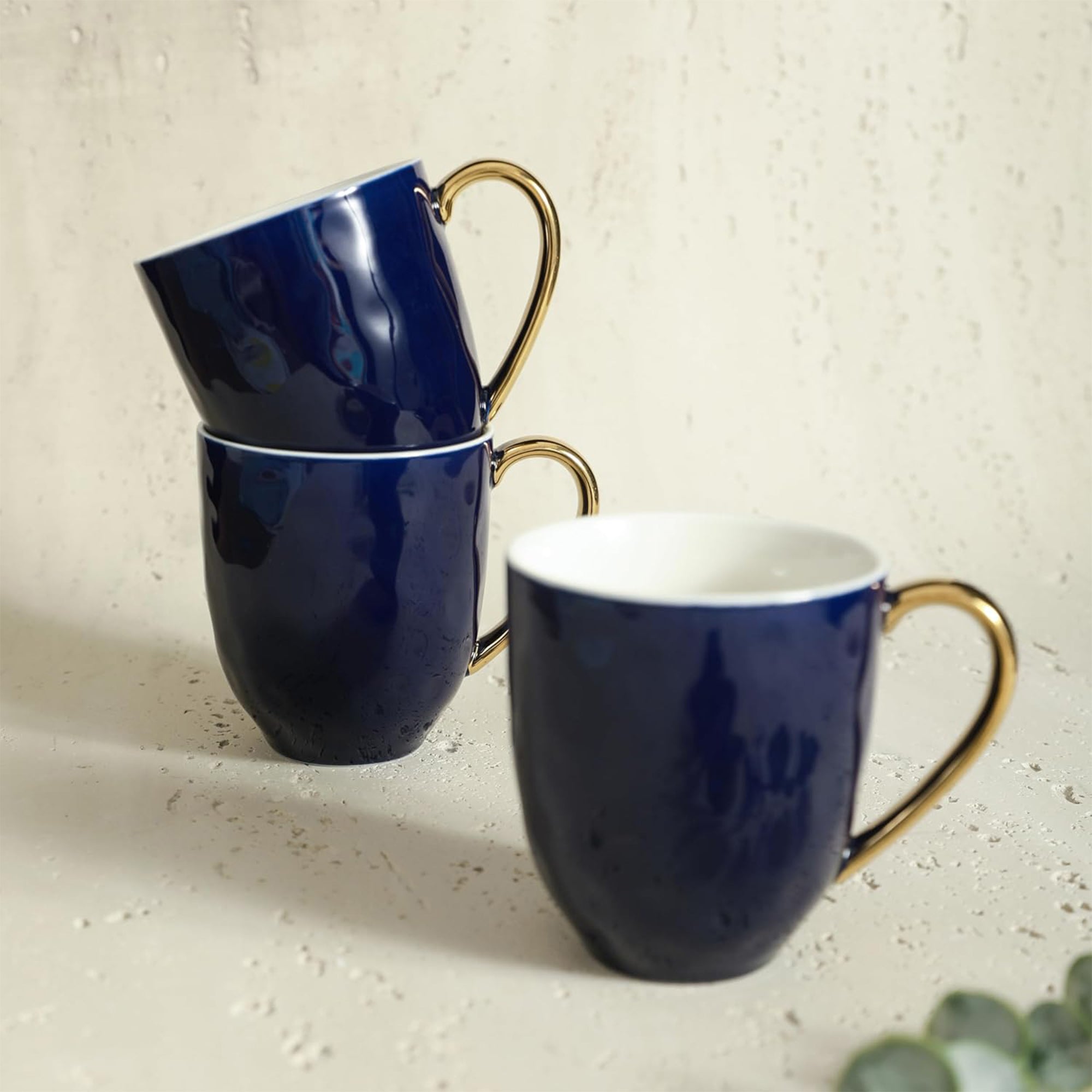 Stone Lain Florian Porcelain 16 Piece Dinnerware Set, Service for 4, Navy Blue - VMInnovations