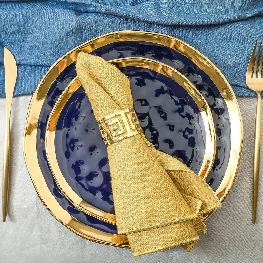 Stone Lain Florian Porcelain 16 Piece Dinnerware Set, Service for 4, Navy Blue