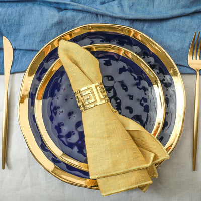 Stone Lain Florian Porcelain 16 Piece Dinnerware Set, Service for 4, Navy Blue - VMInnovations