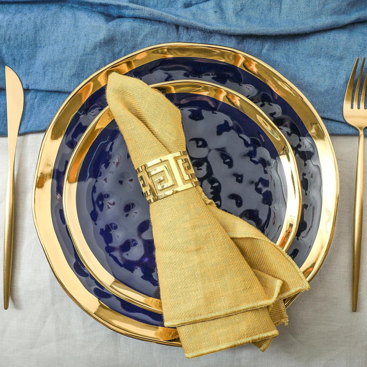 Stone Lain Florian Porcelain 16 Piece Dinnerware Set, Service for 4, Navy Blue