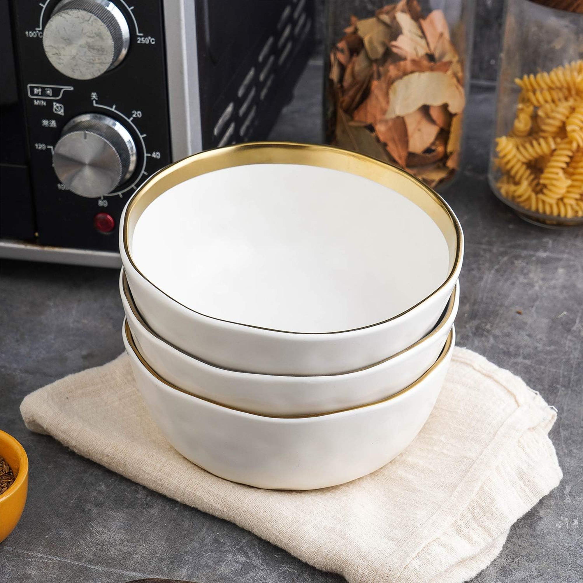 Stone Lain Florian Porcelain 16 Piece Dinnerware Set, Service for 4, White - VMInnovations