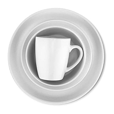 Stone Lain Albie Stoneware 16 Piece Dinnerware Set, Service for 4, White Speckle - VMInnovations