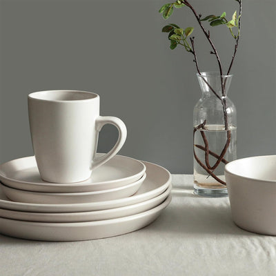 Stone Lain Albie Stoneware 16 Piece Dinnerware Set, Service for 4, White Speckle - VMInnovations