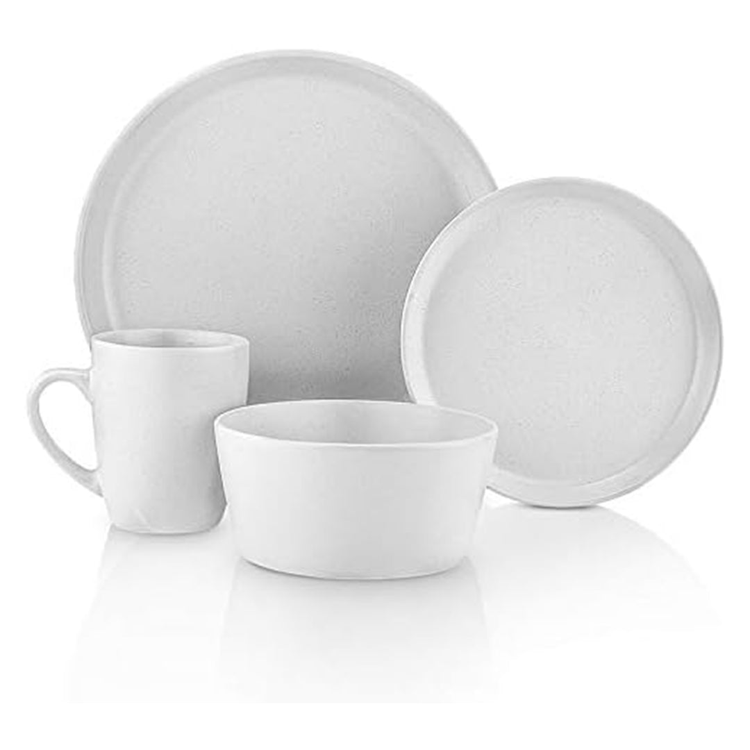 Stone Lain Albie Stoneware 32 Piece Dinnerware Set, Service for 8, White Speckle