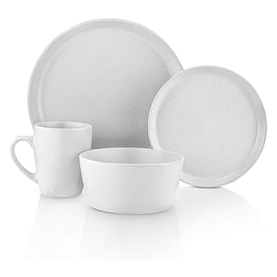 Stone Lain Albie Stoneware 32 Piece Dinnerware Set, Service for 8, White Speckle - VMInnovations