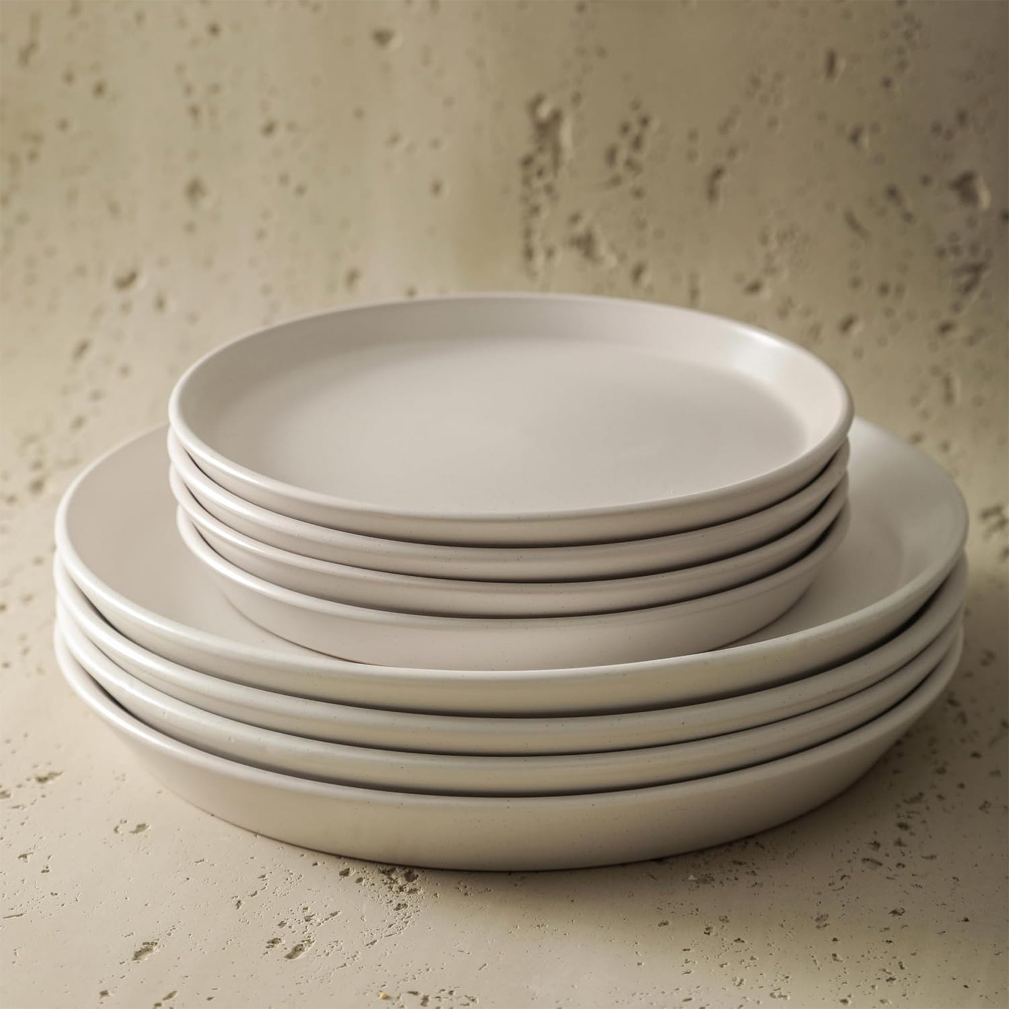 Stone Lain Albie Stoneware 32 Piece Dinnerware Set, Service for 8, White Speckle - VMInnovations