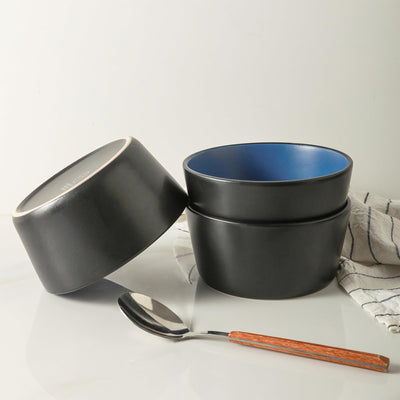 Stone Lain Albie Stoneware 16 Piece Dinnerware Set, Service for 4, Blue & Black - VMInnovations