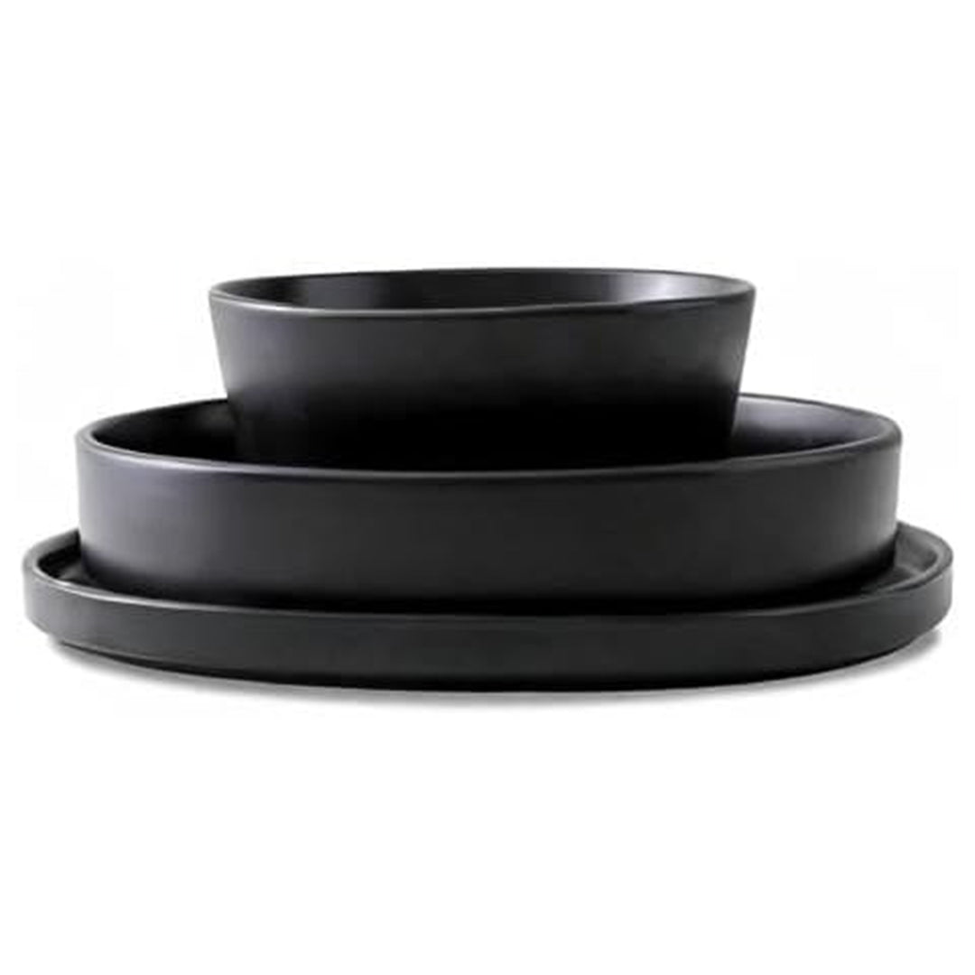 Stone Lain Celina Stoneware 12 Piece Dinnerware Set, Service for 4, Black Matte