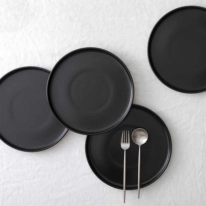 Stone Lain Celina Stoneware 12 Piece Dinnerware Set, Service for 4, Black Matte
