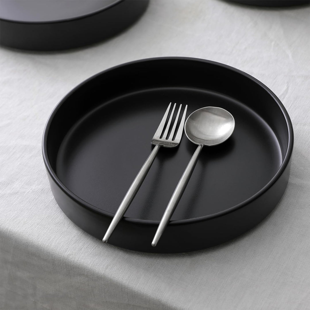 Stone Lain Celina Stoneware 12 Piece Dinnerware Set, Service for 4, Black Matte
