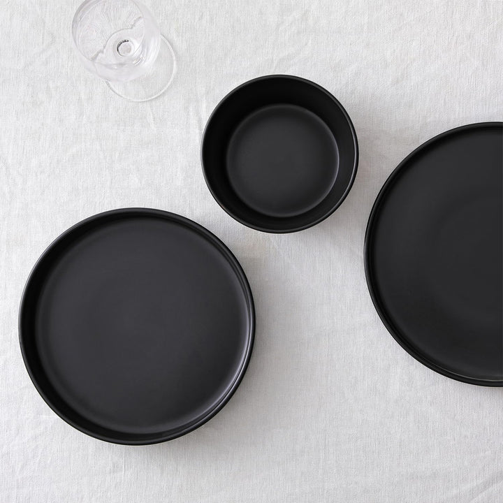 Stone Lain Celina Stoneware 12 Piece Dinnerware Set, Service for 4, Black Matte
