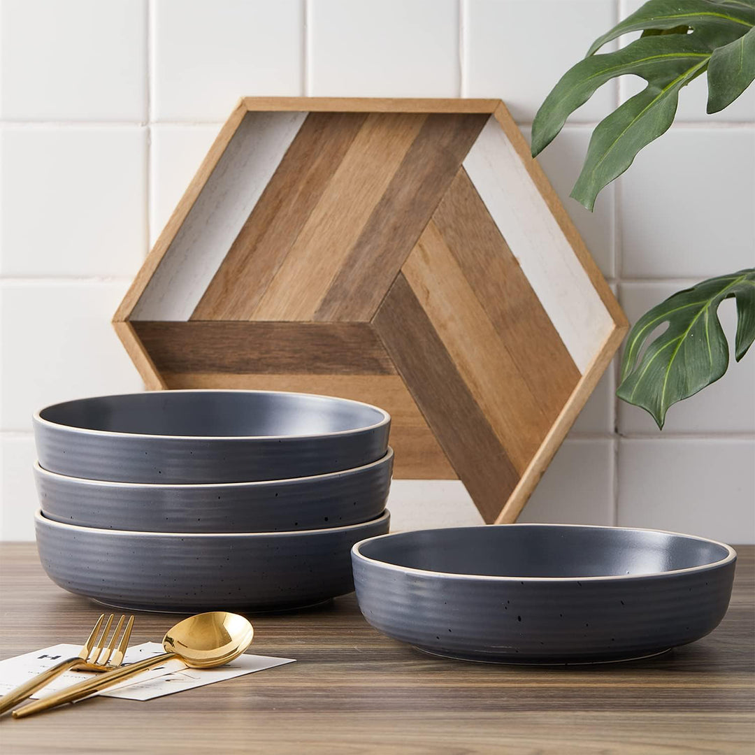 Stone Lain Lauren Modern Stoneware 16 Piece Dinnerware Set, Service for 4, Gray