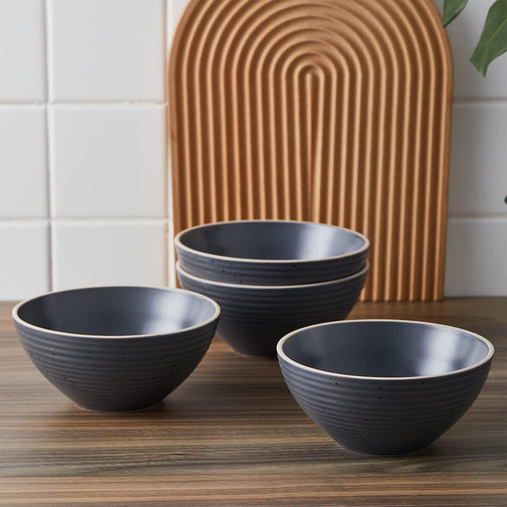 Stone Lain Lauren Modern Stoneware 16 Piece Dinnerware Set, Service for 4, Gray