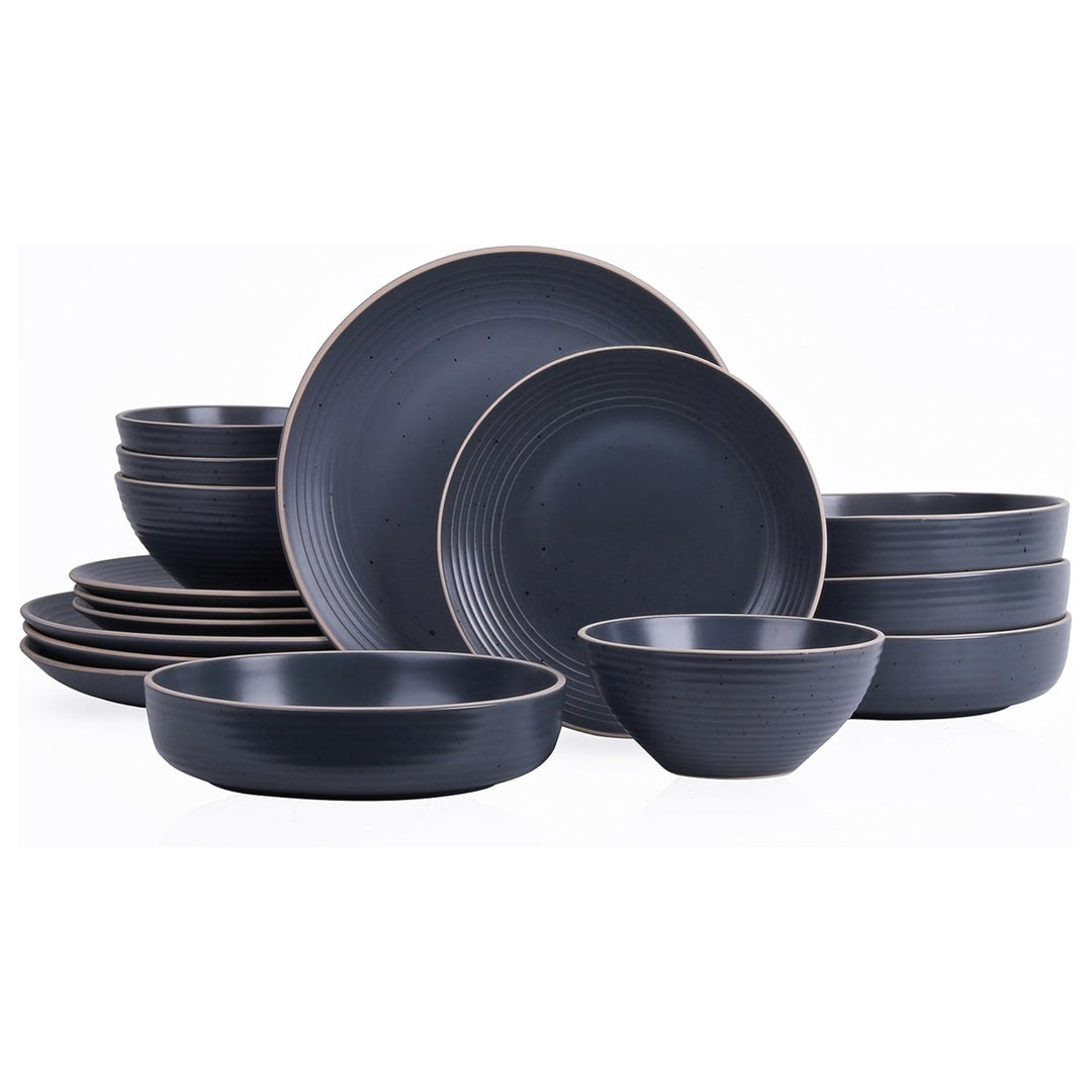 Stone Lain Lauren Modern Stoneware 16 Piece Dinnerware Set, Gray (Open Box)